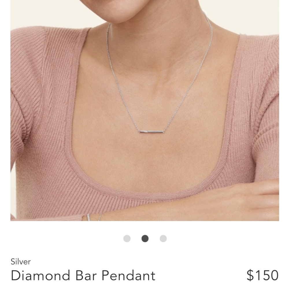 Brilliant Earth Diamond Bar Pendant Silver Necklace